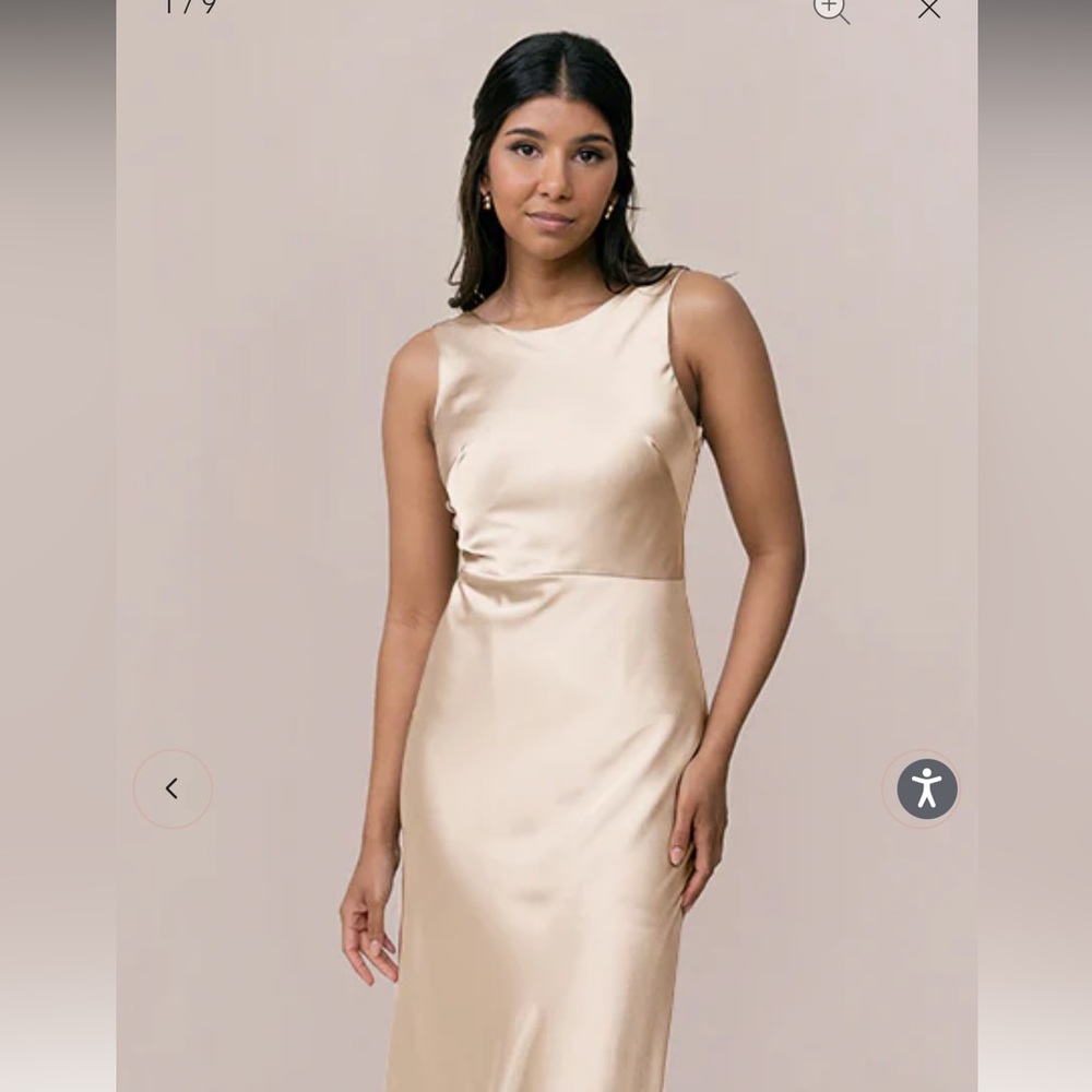 Revelry Serena Satin Dress Size 8 TALL in champagne gold